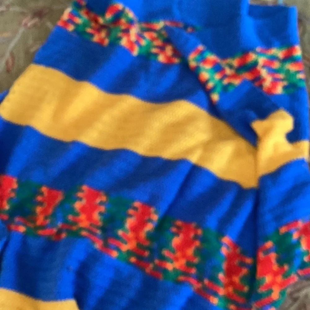 🦋 CROCHETED VINTAGE BLANKET WHIMSICAL COLORS THROW Hand Made 51” X 79”